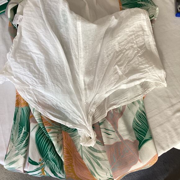 Blue Blush Tropical Print Jumpsuit Sleeveless Spaghetti Straps Cropped Wide Leg - Picture 11 of 15